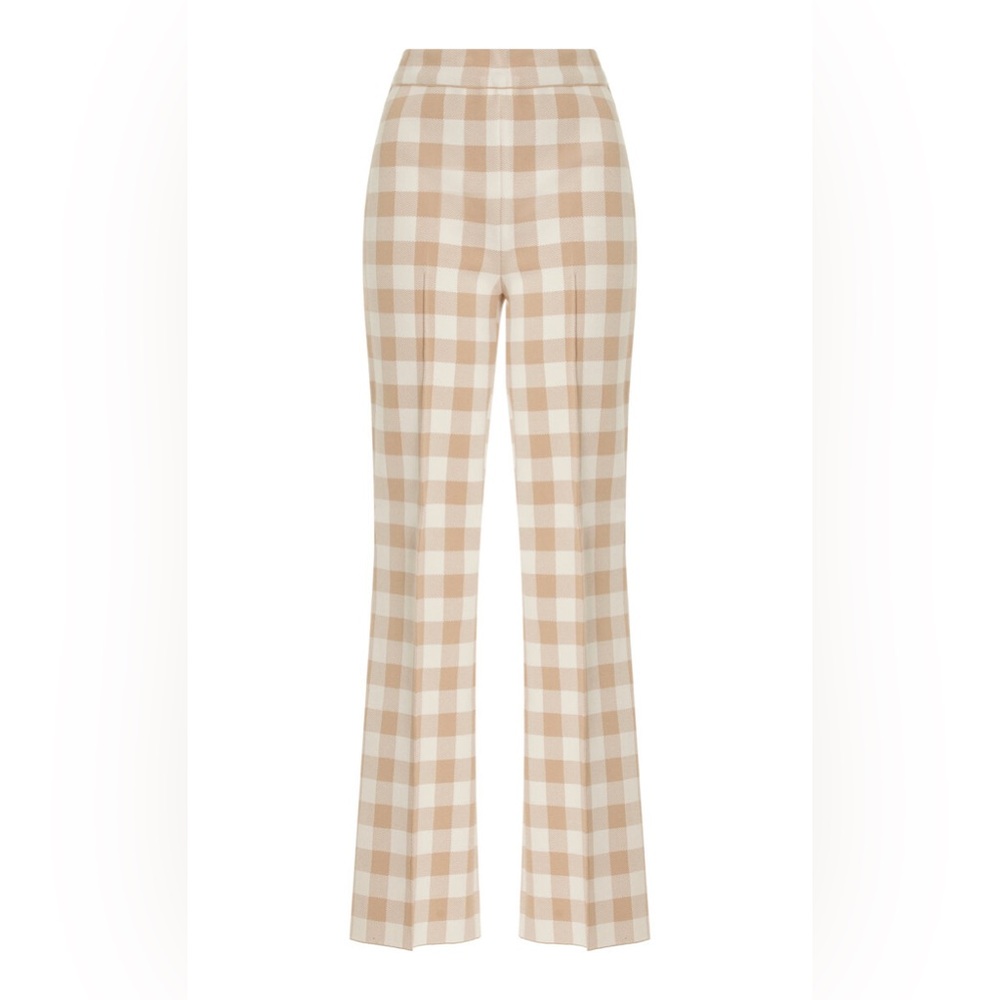 Kick Gingham Stretch-Cotton Knit Cropped Flared Pants- Small- Excellent cond